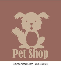 Colored background with a silhouette of a dog. Vector illustration