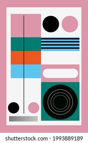 Colored background from simple geometric shapes. Abstract contemporary modern trendy vector illustration. Design for poster, card, invitation, placard, brochure, flyer, web.