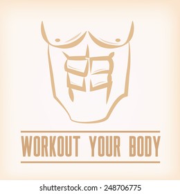a colored background with a sketch of a perfect abdomen