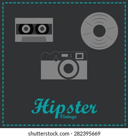 Colored background with some hipster icons. Vector illustration