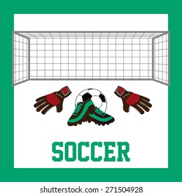Colored background with some soccer elements. Vector illustration