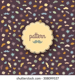 A colored background with stars, clouds, mustaches, lips and cars. Can be used for advertisement, pattern fills, invitation letter, texture surface, retro style work and etc. 