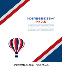 Colored background with text and an air balloon for independence day celebrations