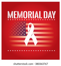 Colored background with text, the american flag and a peace symbol for memorial day