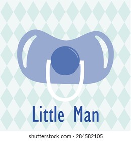 Colored background with text and baby elements. Vector illustration