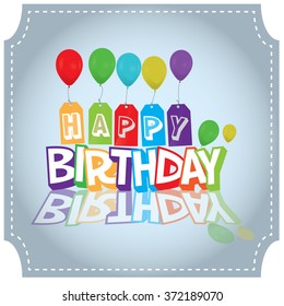 Colored background with text and balloons for a birthday