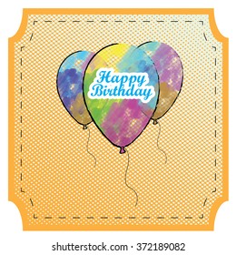 Colored background with text and balloons for a birthday