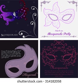 Colored background with text and a carnival mask