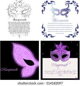 Colored background with text and a carnival mask