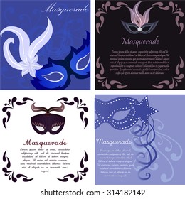 Colored background with text and a carnival mask