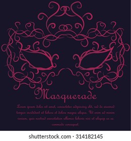 Colored background with text and a carnival mask