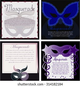 Colored background with text and a carnival mask