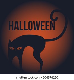 Colored background with text and a cat. Vector illustration