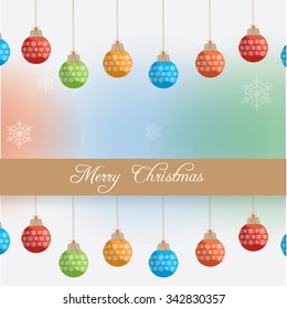 Colored background with text and christmas balls