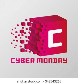 Colored background with text for cyber monday sales