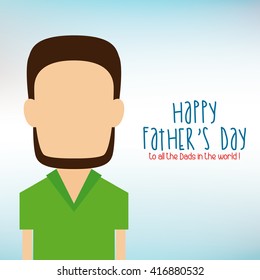 Colored background with text and a dad icon with a beard