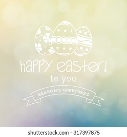 Colored background with text and eggs for easter