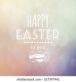 Colored background with text and eggs for easter