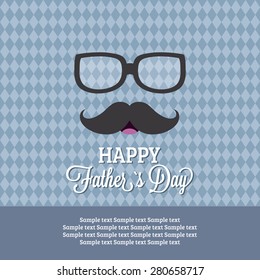 Colored background with text and elements for father's day. Vector illustration