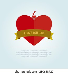 Colored background with text and elements for father's day. Vector illustration