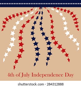 Colored background with text and elements for independence day. Vector illustration