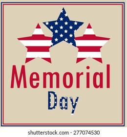 Colored background with text and elements for memorial day. Vector illustration