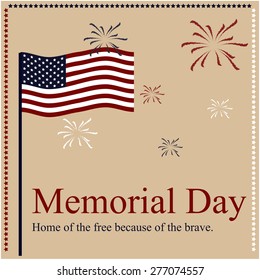 Colored background with text and elements for memorial day. Vector illustration