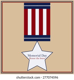 Colored background with text and elements for memorial day. Vector illustration