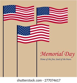 Colored background with text and elements for memorial day. Vector illustration