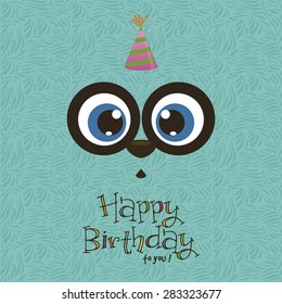 Colored background with text and a face of an animal. Vector illustration