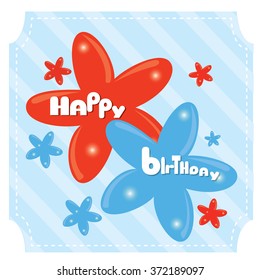 Colored background with text and flowers for a birthday