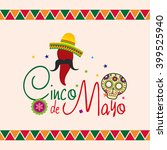 Colored background with text and a group of traditional mexican objects