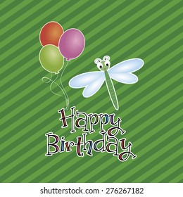 Colored background with text and a happy animal for birthday. Vector illustration