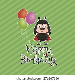 Colored background with text and a happy animal for birthday. Vector illustration