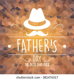 Colored background with text and a hat for father's day