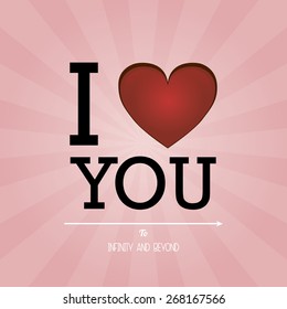 Colored background with text and hearts. Vector illustration
