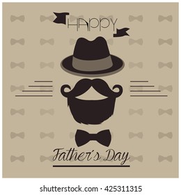 Colored background with text and hipster icons for father's day celebrations