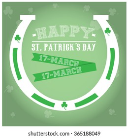 Colored background with text and a horseshoe for patrick's day