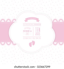 Colored background with text and icons for baby showers