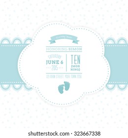 Colored background with text and icons for baby showers