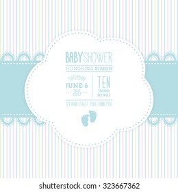 Colored background with text and icons for baby showers