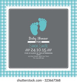 Colored background with text and icons for baby showers