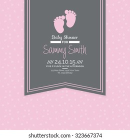 Colored background with text and icons for baby showers