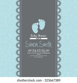 Colored background with text and icons for baby showers