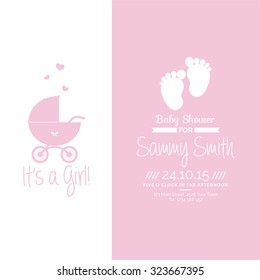 Colored background with text and icons for baby showers