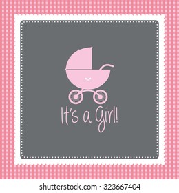 Colored background with text and icons for baby showers