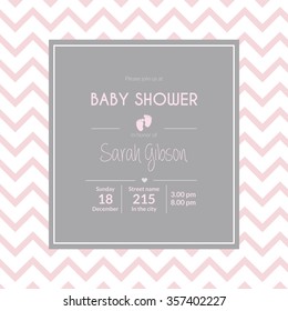 Colored background with text and icons for baby showers