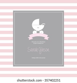Colored background with text and icons for baby showers