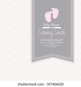 Colored background with text and icons for baby showers