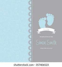 Colored background with text and icons for baby showers